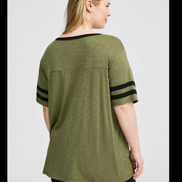 NWT Super Soft Slub Boat Neck‎ Elbow Sleeve Varsity Tee - Picture 8 of 11